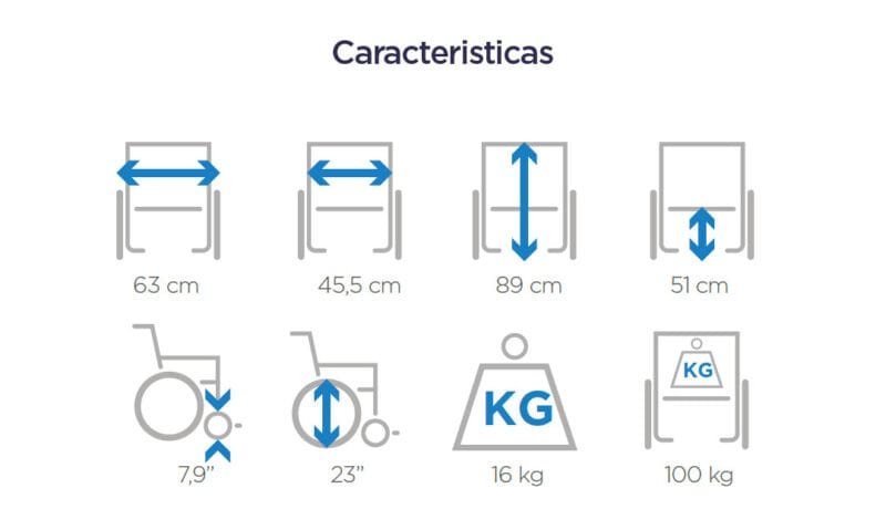 CARACTERISTICAS Silla De Ruedas En Aluminio B.P Removibles