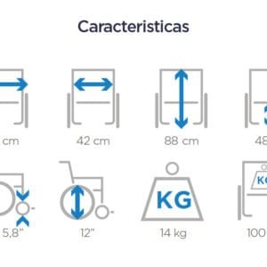 CARACTERISTICAS Silla De Ruedas Transporte B.P Fijos