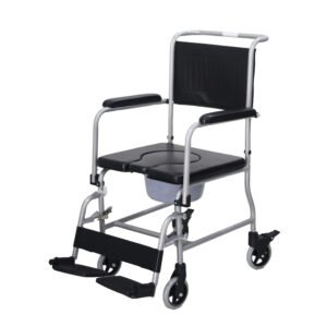 Silla sanitaria con espaldar y pieceros removibles.