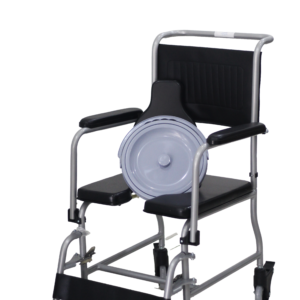 Silla sanitaria con espaldar y pieceros removibles.