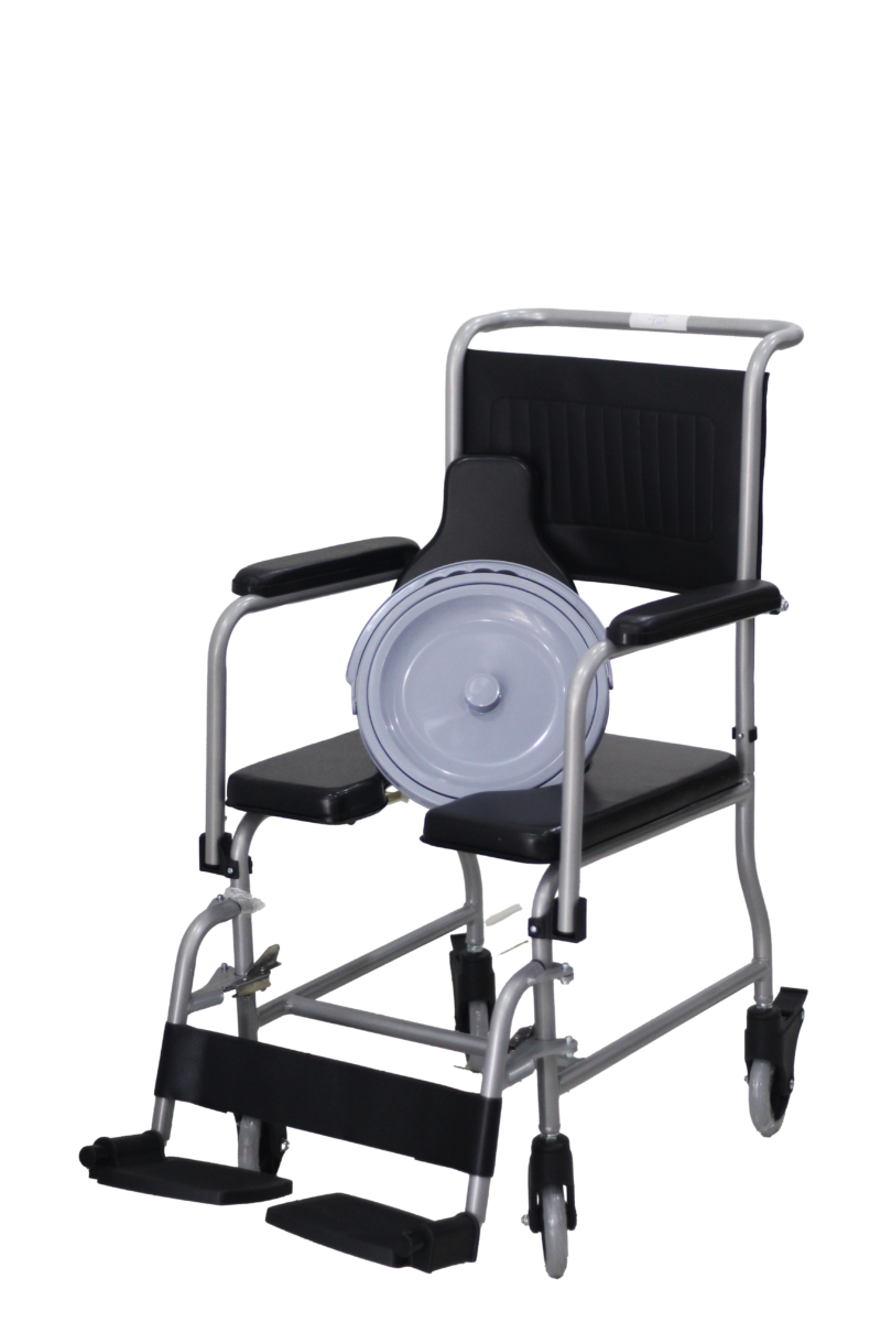 Silla sanitaria con espaldar y pieceros removibles.